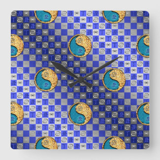 Krebs & Feuer Ochse Quadratische Wanduhr