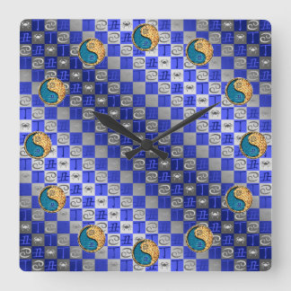 Krebs & Feuer Ochse Quadratische Wanduhr