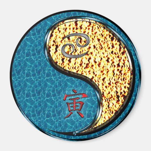 Krebs & Feuer Tiger Magnet (Vorne)