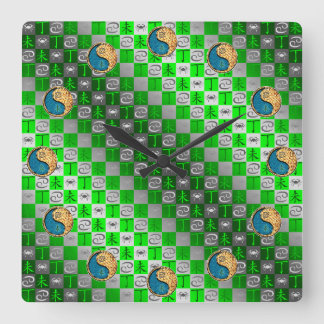 Krebs & Feuer Ziege Quadratische Wanduhr