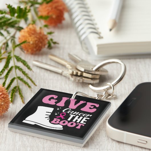 Krebs geben, das Brustkrebs-Bewusstsein beim Stief Schlüsselanhänger (Vorderseite rechts)