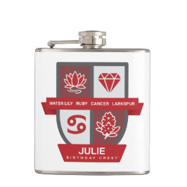 Krebs Geburtstags-Wappen™ für 1.-22. Juli Flachmann