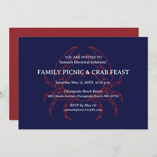 Krebs Gefüttert Party Einladung (Vorne/Hinten)