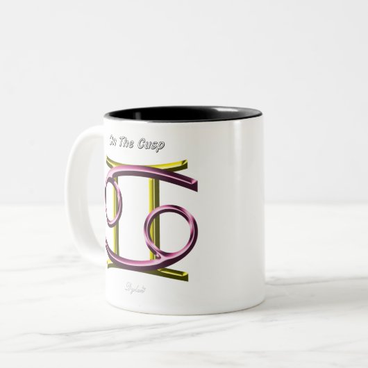 Krebs Gemini auf der Cusp Astrologie Zodiac-Zeiche Zweifarbige Tasse (Vorderseite Links)
