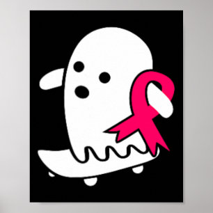 Krebs Ghost Halloween rosa Brustkrebs-Auswarnen Poster