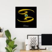 KREBS/GOLD ZODIAC GEBURTSTAGSIGN POSTER (Heimbüro)