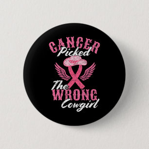 Krebs hat das falsche Cowgirl Awareness Ribbon W. Button