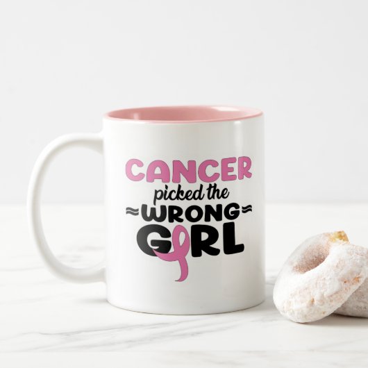 Krebs hat die falsche Girl-Tasse gefunden Zweifarbige Tasse (Mit Donut)