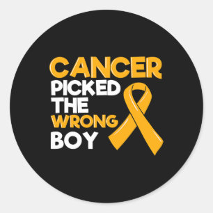 Krebs im Kindesalter Boy Ribbon Tumor Kinderarzt C Runder Aufkleber