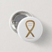 Krebs im Kindesalter - Custom Gold Awareness Ribbo Button (Vorne & Hinten)