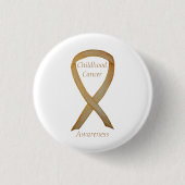 Krebs im Kindesalter - Custom Gold Awareness Ribbo Button (Vorderseite)