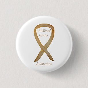 Krebs im Kindesalter - Custom Gold Awareness Ribbo Button