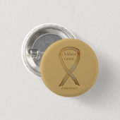 Krebs im Kindesalter - Custom Gold Awareness Ribbo Button (Vorne & Hinten)