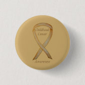 Krebs im Kindesalter - Custom Gold Awareness Ribbo Button (Vorderseite)