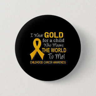Krebs im Kindesalter mit goldenen Schleifen bedeut Button