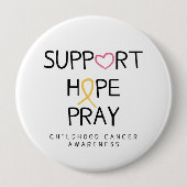 Krebs im Kindesalter. support.hope.bete. Button (Vorderseite)
