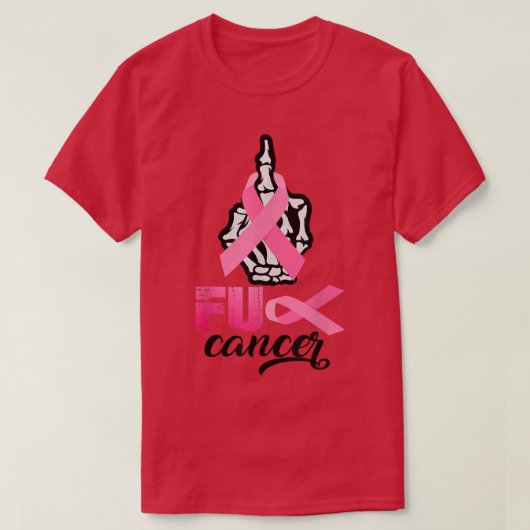 Krebs im Skelett Fick Hand Pink Ribbon Brustkrebs T-Shirt (Design vorne)