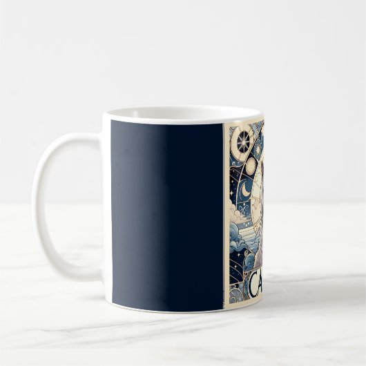 Krebs Intuitive Katze Zodiac Art Nouveau Kaffeetasse (Links)