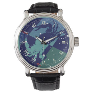 Krebs-Krebs-Sternbild Vintage-Tierkreis Astrologie Armbanduhr