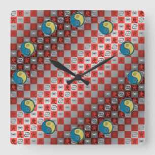 Krebs & Metall-Tiger Quadratische Wanduhr