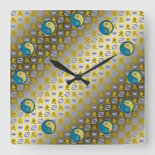 Krebs & Metalldrache Quadratische Wanduhr