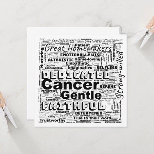 Krebs mit dieser Zodiac Word Grußwolke Karte (Vorderseite/Rückseite Beispiel)