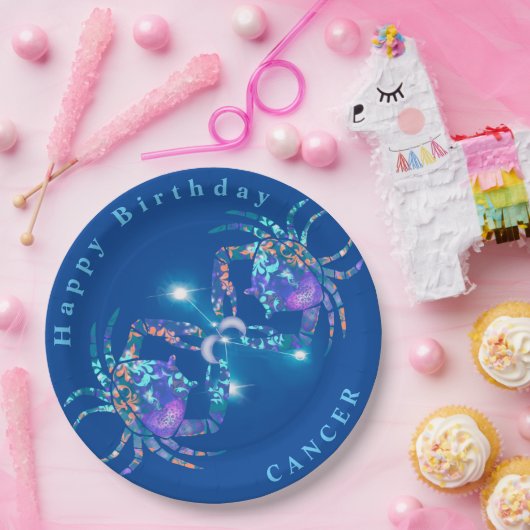 Krebs - moderne Mitternacht Pappteller (Party)