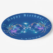 Krebs - moderne Mitternacht Pappteller (Schrägansicht)