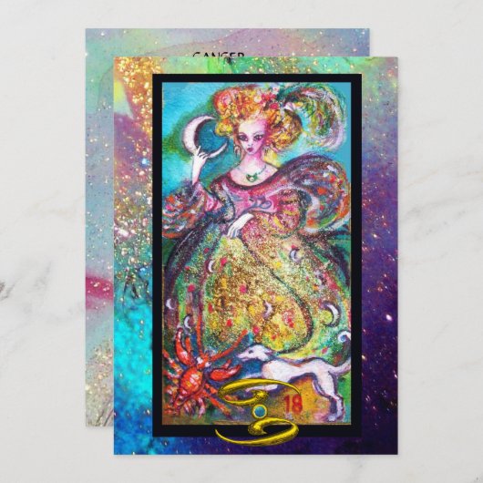 KREBS, MONDLADY, TAROT ASTROLOGIE ZODIAC GEBURTSTA KARTE (Vorne/Hinten)