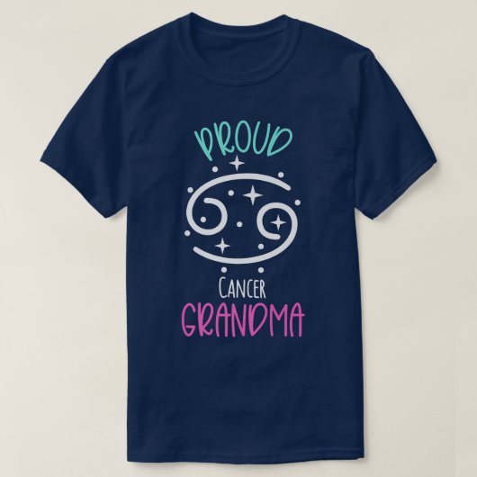 Krebs Oma Proud Oma Zodiac Symbol gesegnet T-Shirt (Design vorne)