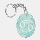 Krebs Personalisierte Wasserfarbe Zodiac-Zeichen Schlüsselanhänger (Vorderseite links)