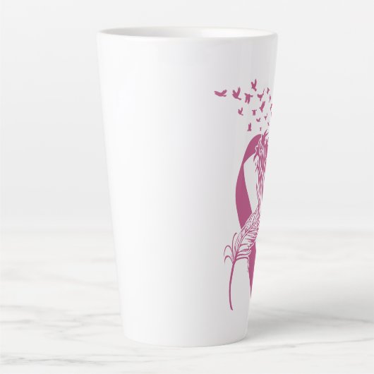 Krebs rosa Ribbon Feather Birds Milchtasse (Vorderseite)