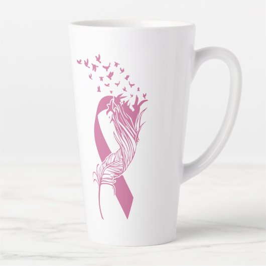 Krebs rosa Ribbon Feather Birds Milchtasse (Rechts)