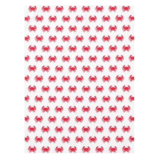 Krebs rotes weißes Muster moderne Küstenlinie Tischdecke (Vorderseite)