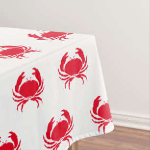 Krebs rotes weißes Muster moderne Küstenlinie Tischdecke