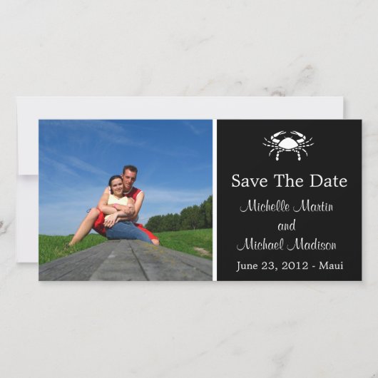 Krebs Save the Date Fotokarte (schwarz) (Vorderseite)
