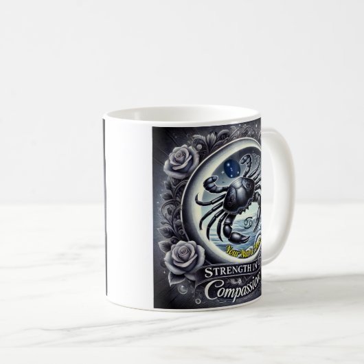 Krebs "Stärke in Mitgefühl" Zodiac-Tasse Kaffeetasse (VorderseiteRechts)