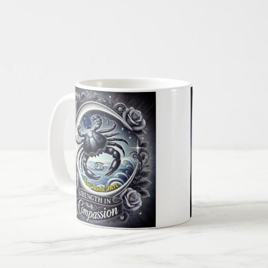Krebs "Stärke in Mitgefühl" Zodiac-Tasse Kaffeetasse (Vorderseite Links)