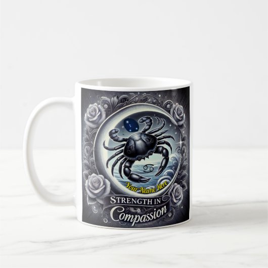 Krebs "Stärke in Mitgefühl" Zodiac-Tasse Kaffeetasse (Links)