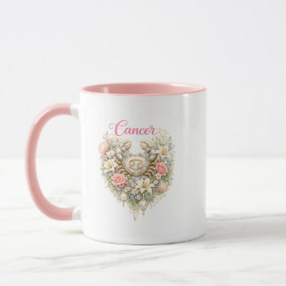 Krebs-Sternzeichen-Blumen-Herz-Tasse – Romantische Tasse