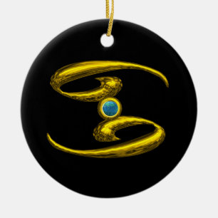 KREBS-STERNZEICHEN GEBURTSTAGSJUWEL Blau Opal Gold Keramikornament