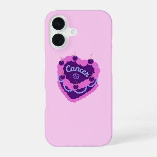 Krebs-Sternzeichen-Pastell-Herz-Geburtstagskuchen iPhone 16 Hülle