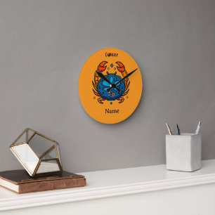 Krebs Sternzeichen Pop Art - Retro Himmels Krebs Runde Wanduhr