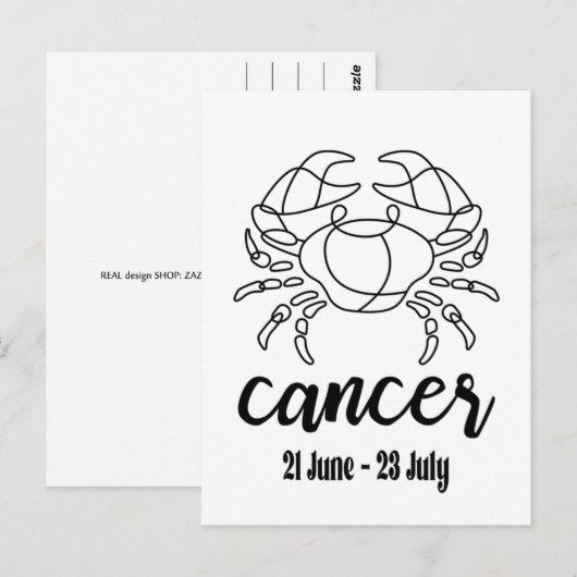 Krebs, Sternzeichen Postkarte (Vorne/Hinten)