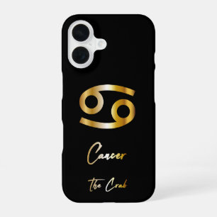 Krebs-Sternzeichen, Schwarz & Gold iPhone 16 Hülle