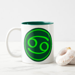 Krebs-Sternzeichen-Symbol grüner Kontrast Zweifarbige Tasse