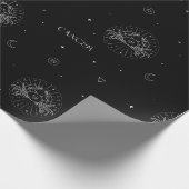 Krebs-Sternzeichenmuster in Schwarz und Weiß Geschenkpapier (Ecke)
