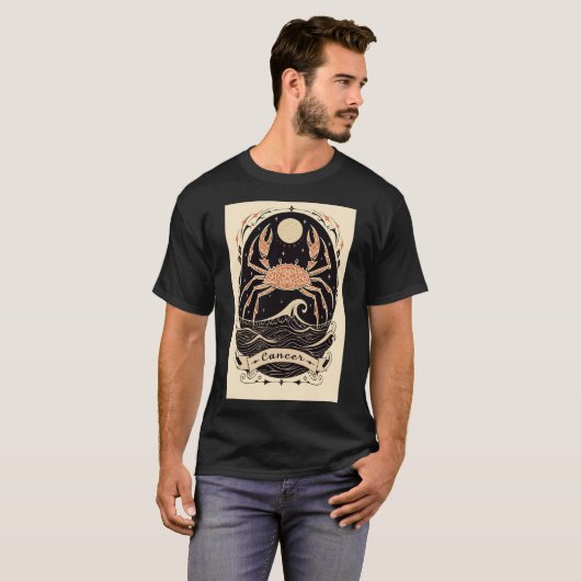 Krebs - T - Shirt Celestial Zodiac Art (Vorne ganz)