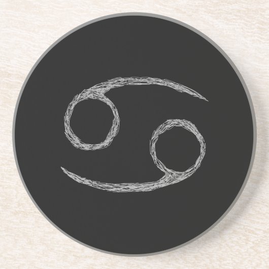 Krebs. Tierkreis-Astrologie-Zeichen. Schwarzes Getränkeuntersetzer (Vorne)