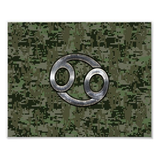 Krebs-Tierkreis-Symbol auf Walddigital-Camouflage Fotodruck (Vorne)
